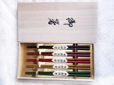 輪島漆塗漆器 本乾漆塗り箸 桐箱入 5膳セット